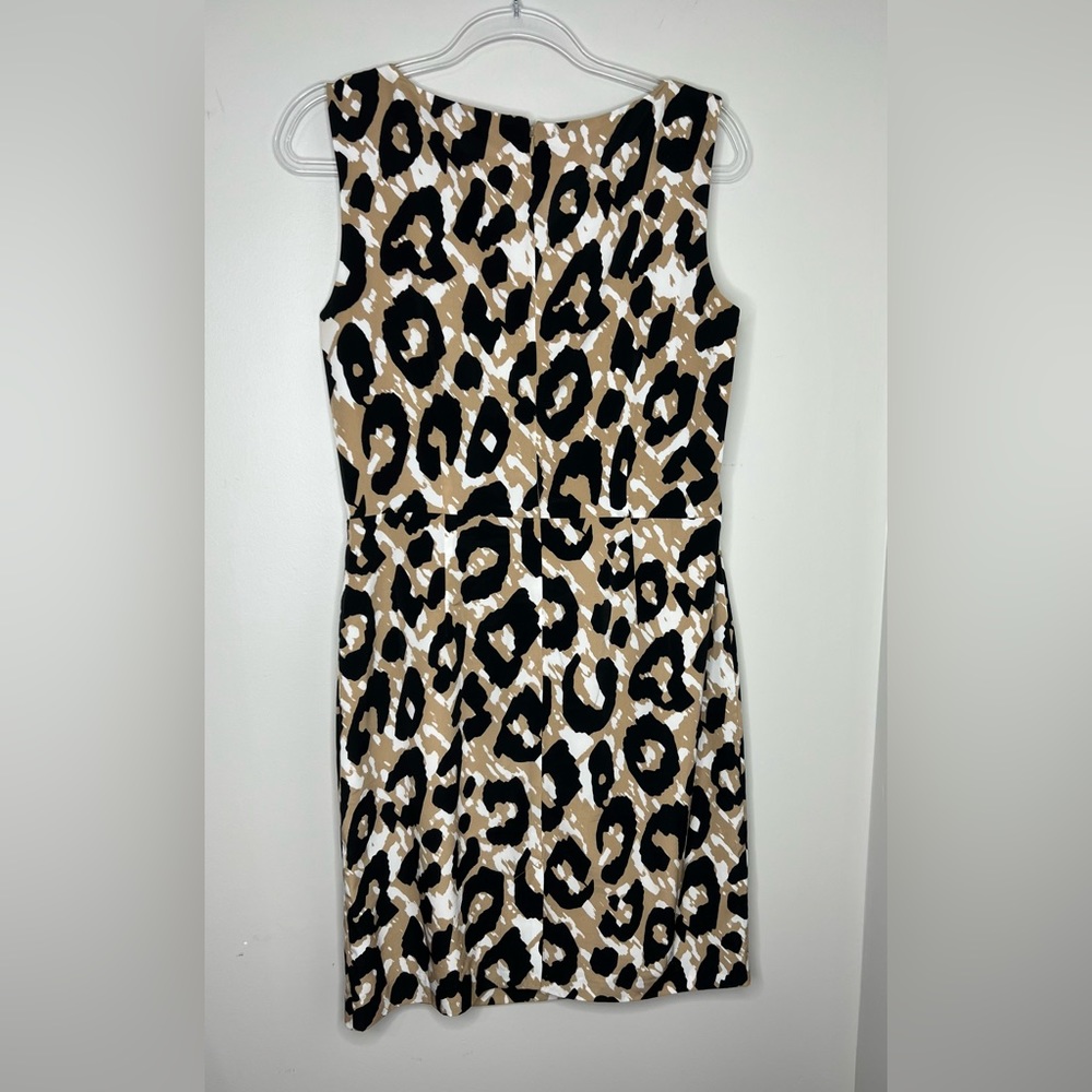 Banana Republic cheetah/leopard print black/tan/white dress. Size - 10. Pleats. - Picture 4 of 5